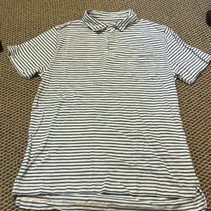 J Crew slub cotton yarns striped pocket polo shirt.